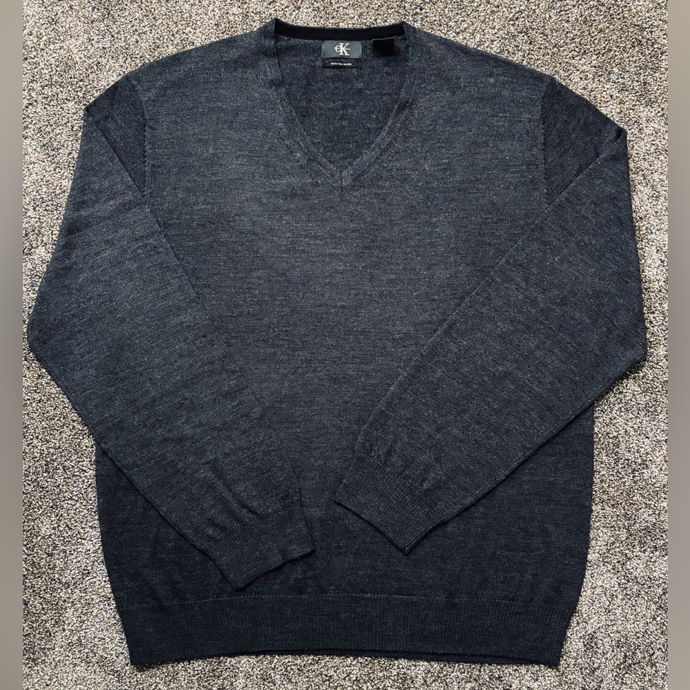 Extra Fine Merino Wool Sweater V-Neck Men’s XXL Quiet Luxury Minimalist OldMoney